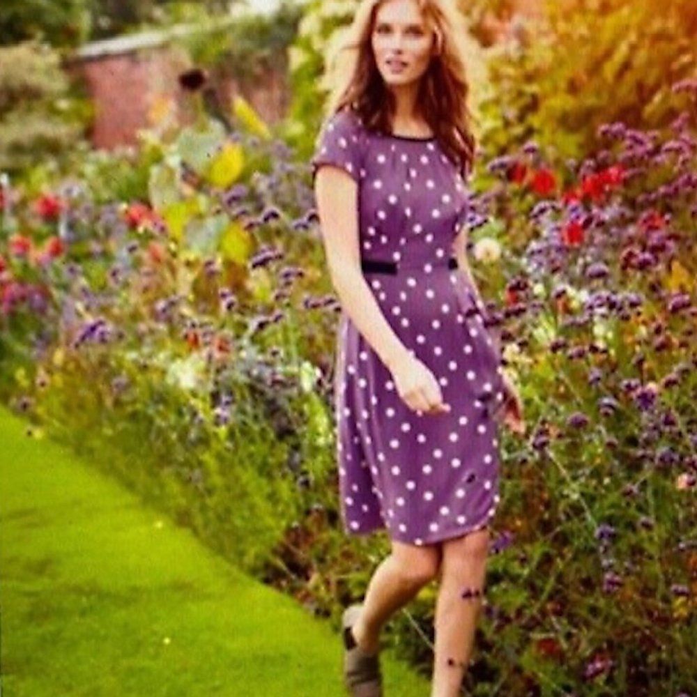 Boden Purple Polka Dot Dress